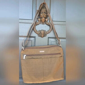 Baggallini Cargo Crossbody Purse Zipper Pockets Nylon Adjustable Strap Brown